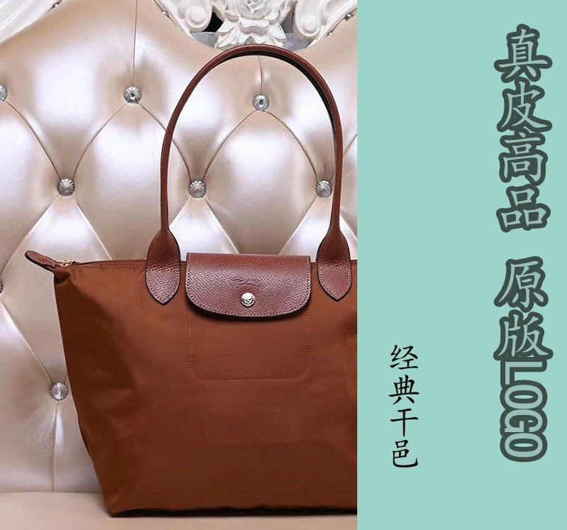 Dumpling Shoulder Tote Bag Leather Splicing