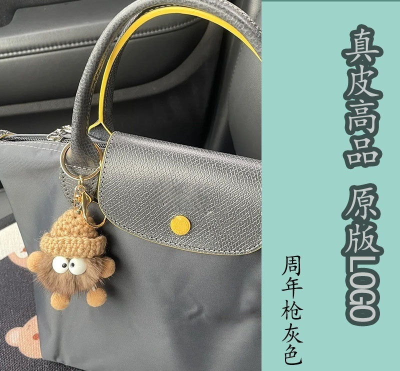 Dumpling Shoulder Tote Bag Leather Splicing