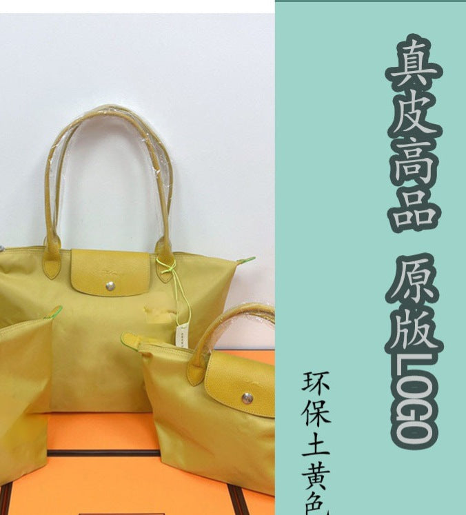 Dumpling Shoulder Tote Bag Leather Splicing